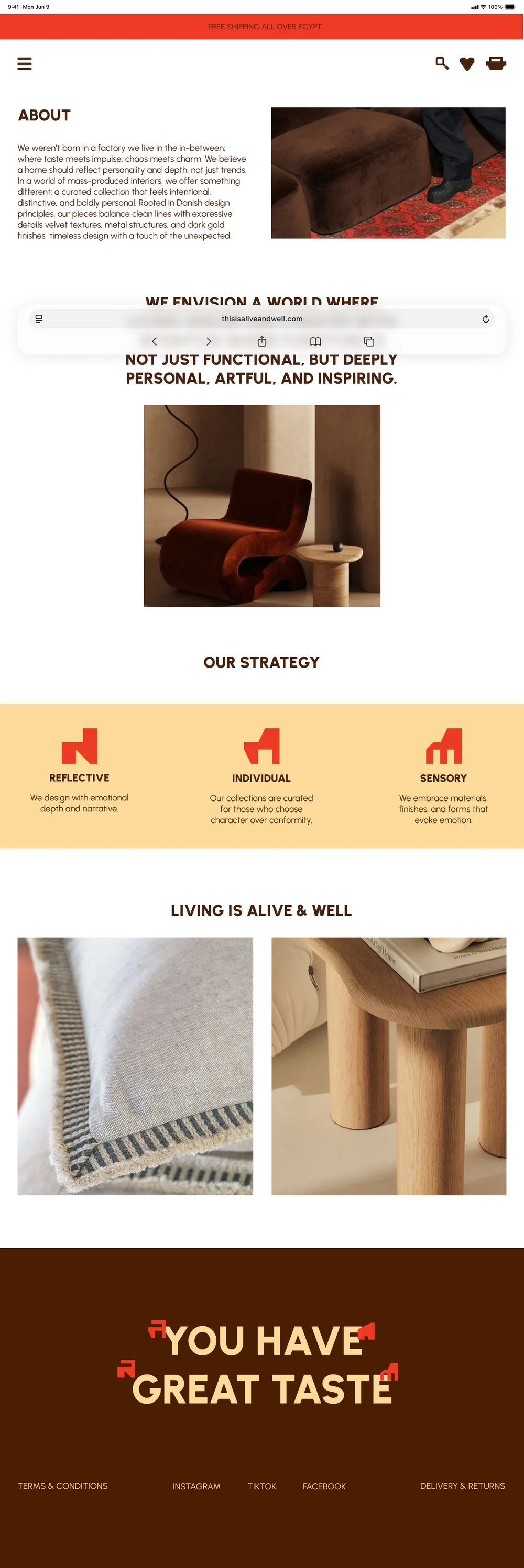 About page with the brand strategy