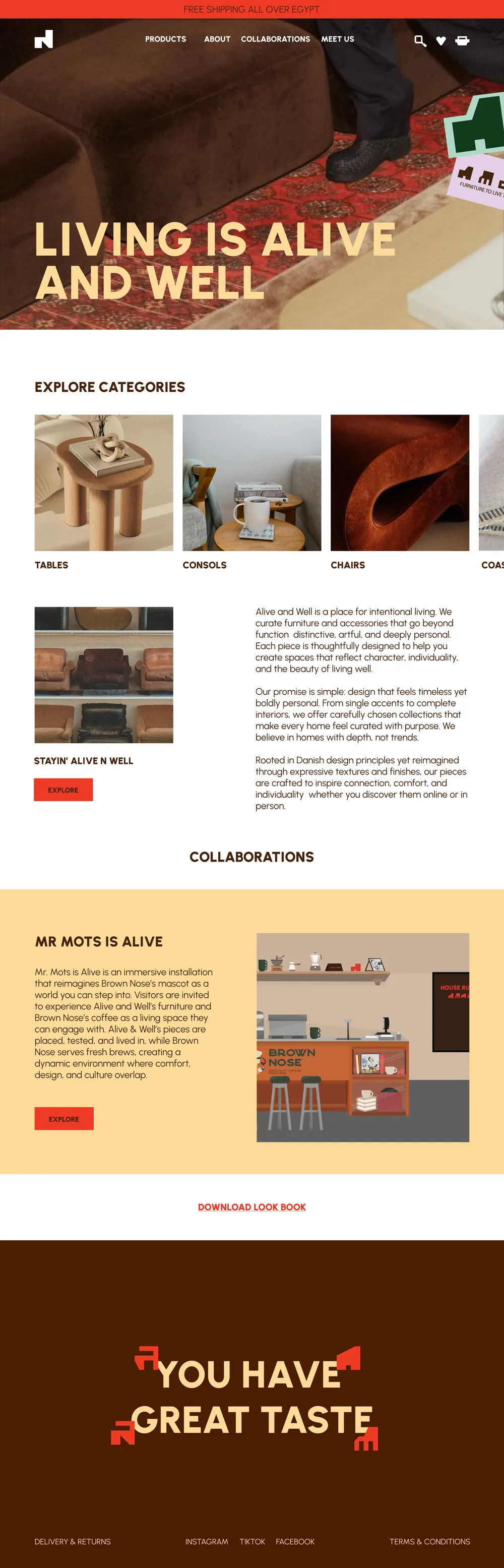 Alive and Well home page, full length