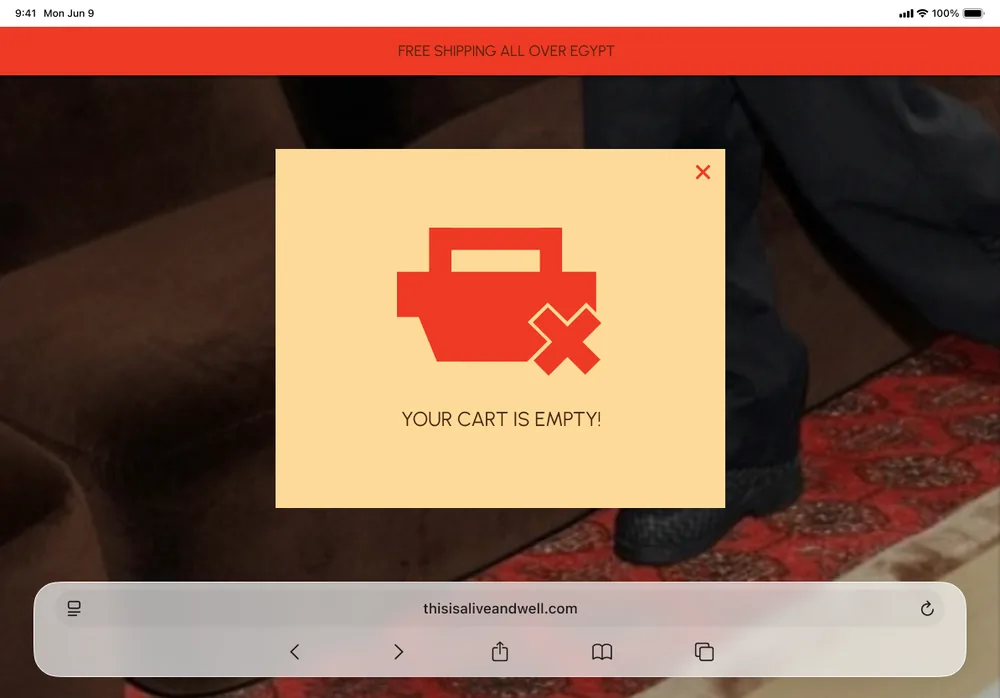 Empty cart pop-up