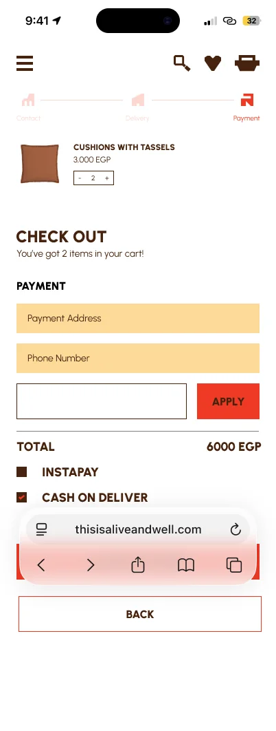 Alive and Well Checkout: payment on mobile