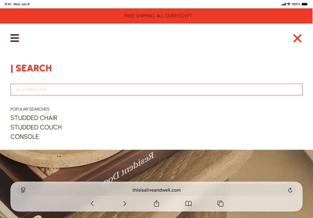 Search screen with popular searches