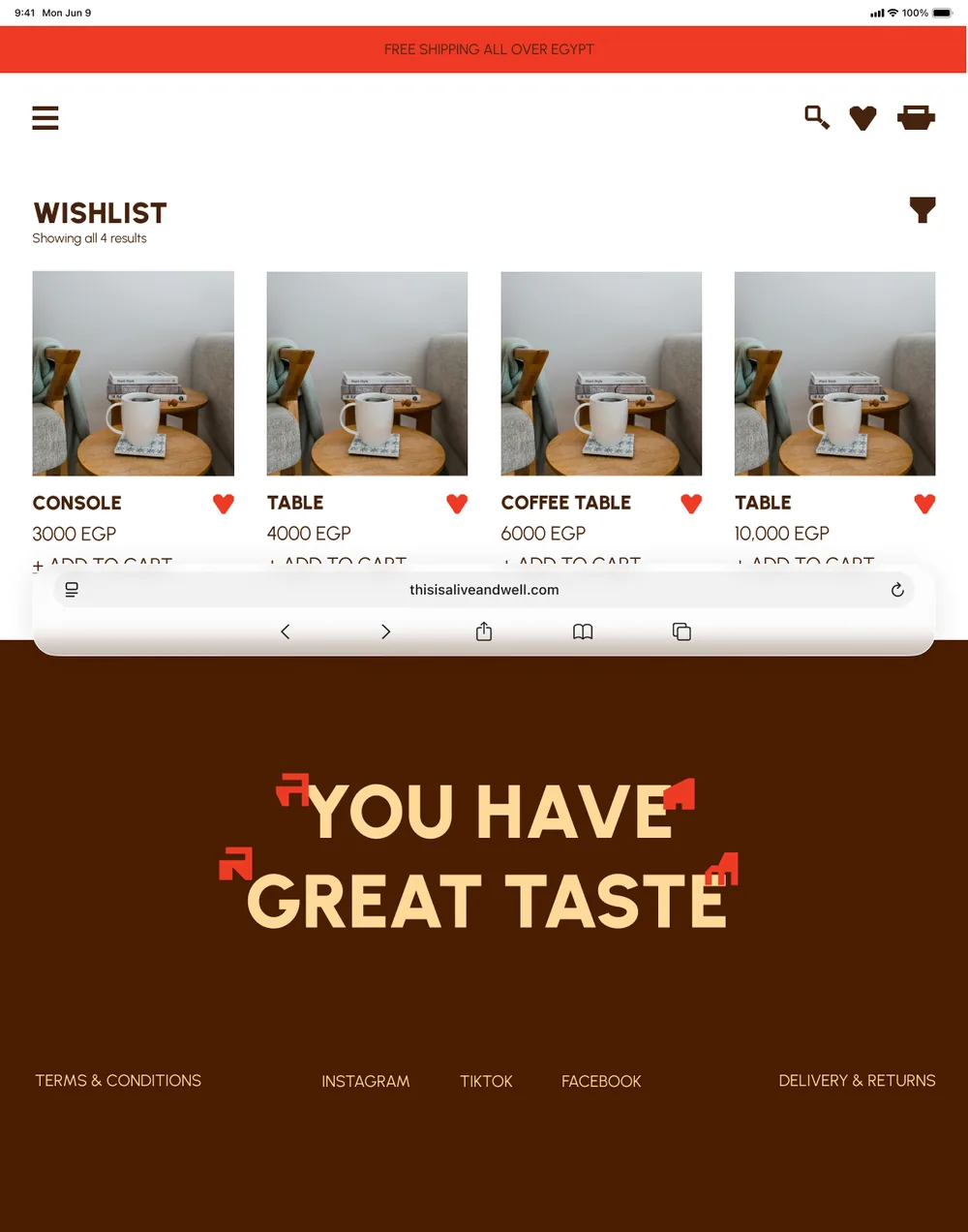 Wishlist page