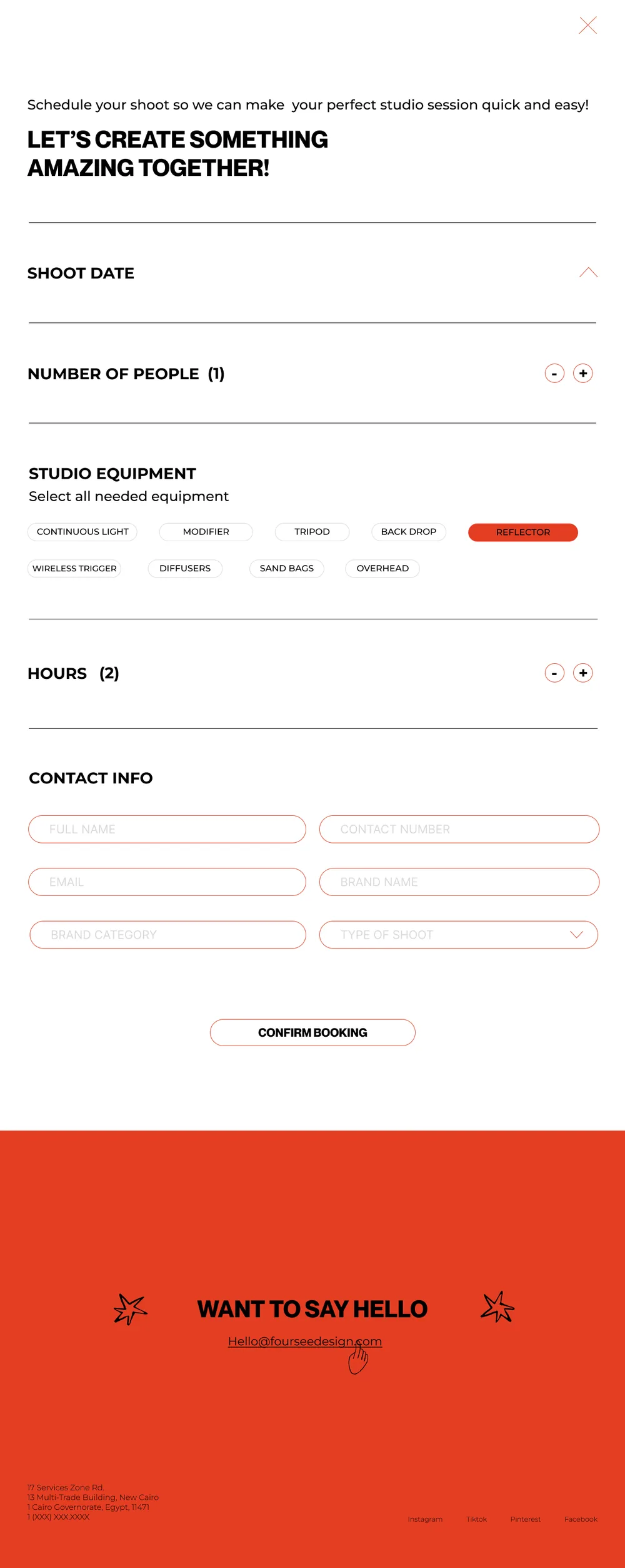 Booking form